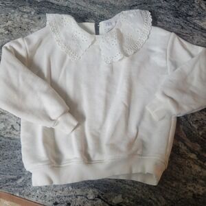 Zara girls Eyelet lace collar sweatshirt size 5-6